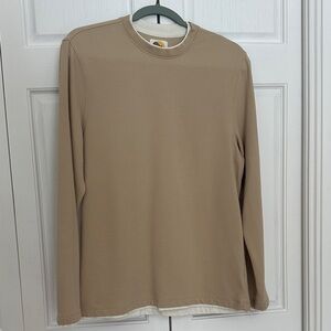 C&C California Men’s Tan Ribbed Long Sleeve Crewneck Shirt Size M